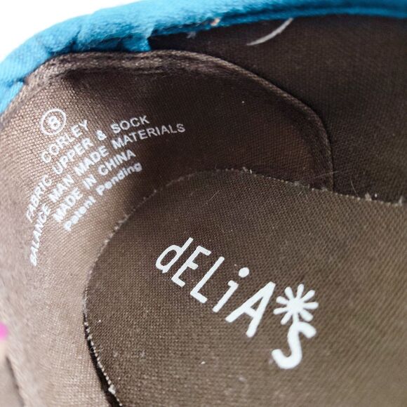 90's Y2K dELiA's Brown Blue Trim Bow Ballet Flats Corley Vegan Size 8 Coquette - Picture 10 of 11